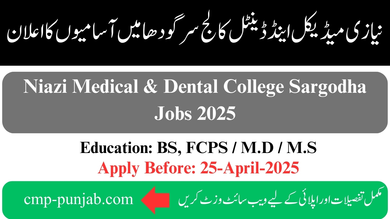 Niazi Medical & Dental College, Sargodha Jobs 2025